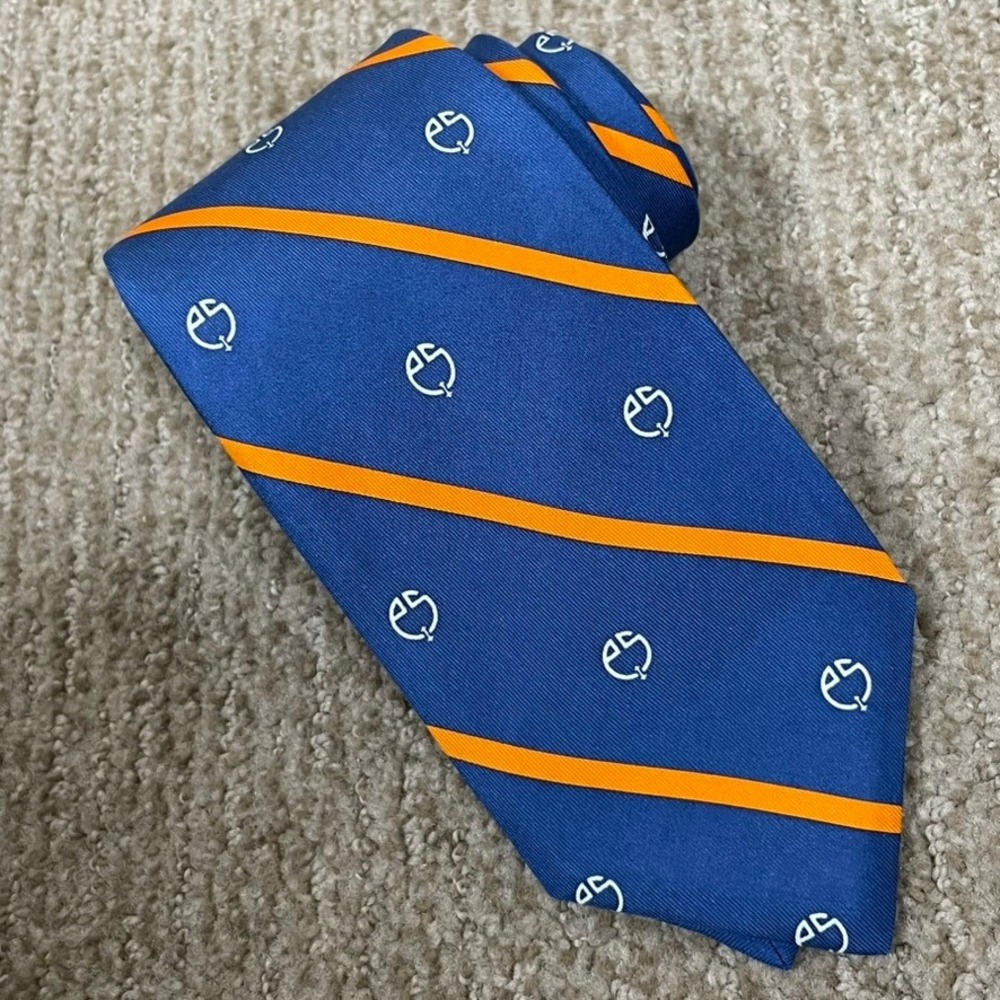 Vineyard Vines Necktie Mens OS Blue Orange Potomac School Striped Logo